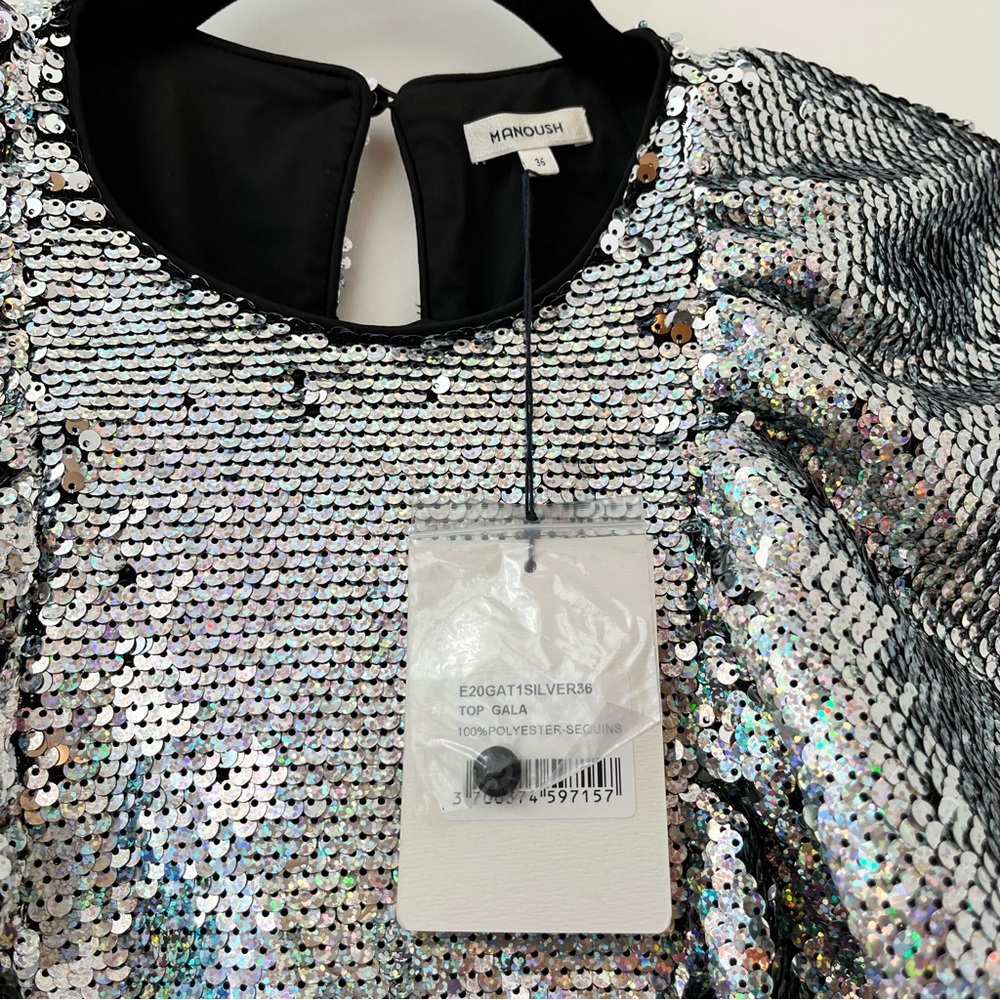 NWT Manoush silver sequin top 36 - Picture 12 of 14